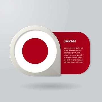 3D Map Pointer Flag Nation of Japan with Description Text 스톡 일러스트