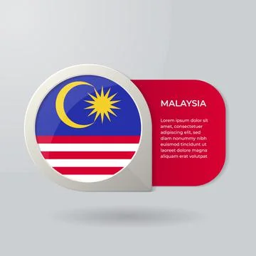 3D Map Pointer Flag Nation of Malaysia with Description Text Stock Illustration