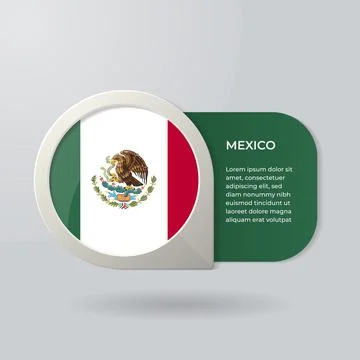 3D Map Pointer Flag Nation of Mexico with Description Text Illustrazione stock