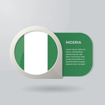 3D Map Pointer Flag Nation of Nigeria with Description Text Stock Illustration