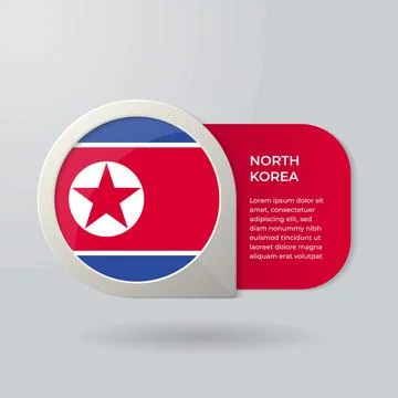 3D Map Pointer Flag Nation of North Korea with Description Text Stock Illustration