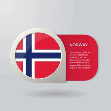 3D Map Pointer Flag Nation of Norway with Description Text Stock Illustration
