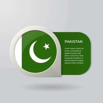 3D Map Pointer Flag Nation of Pakistan with Description Text Stock Illustration