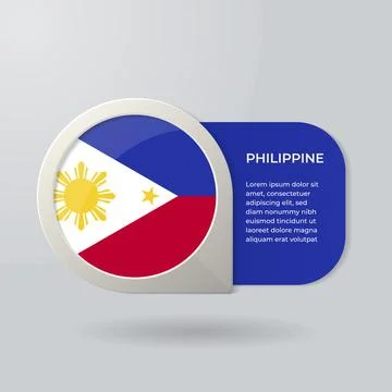 3D Map Pointer Flag Nation of Philippine with Description Text Stock Illustration
