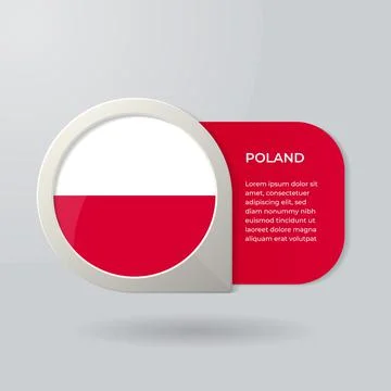 3D Map Pointer Flag Nation of Poland with Description Text Stock Illustration