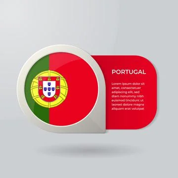 3D Map Pointer Flag Nation of Portugal with Description Text Stock Illustration