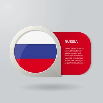 3D Map Pointer Flag Nation of Russia with Description Text Stock Illustration