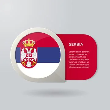 3D Map Pointer Flag Nation of Serbia with Description Text 스톡 일러스트