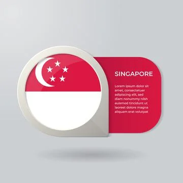 3D Map Pointer Flag Nation of Singapore with Description Text 스톡 일러스트