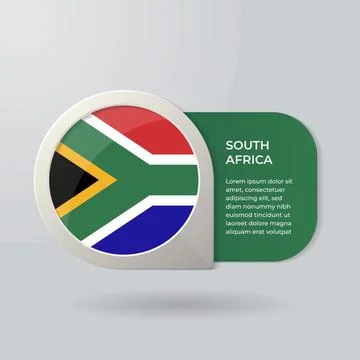 3D Map Pointer Flag Nation of South Africa with Description Text Stock Illustration