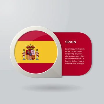 3D Map Pointer Flag Nation of Spain with Description Text Stock Illustration