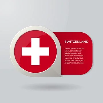3D Map Pointer Flag Nation of Switzerland with Description Text Stock Illustration