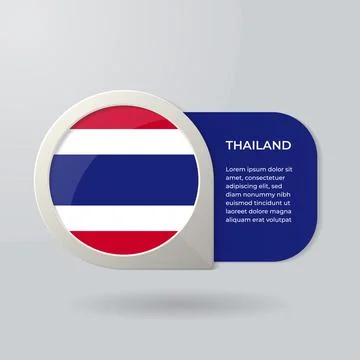 3D Map Pointer Flag Nation of Thailand with Description Text Stock Illustration