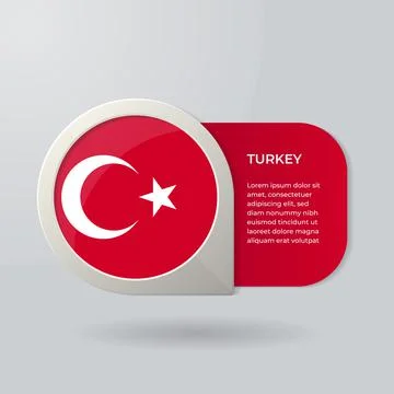 3D Map Pointer Flag Nation of Turkey with Description Text Stock Illustration