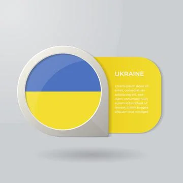 3D Map Pointer Flag Nation of Ukraine with Description Text Stock Illustration