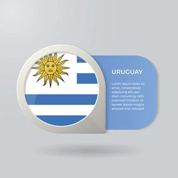 3D Map Pointer Flag Nation of Uruguay with Description Text 스톡 일러스트