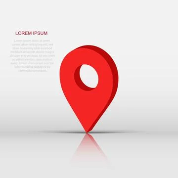 3D map pointer in flat style. Gps navigation mark illustration on white iso.. 스톡 일러스트