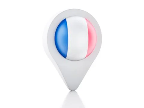 3d map pointer france flag icon on white background Stock Illustration