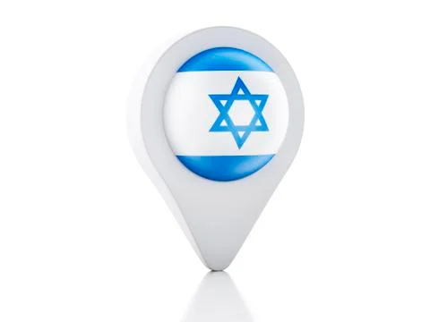 3d map pointer israel flag icon on white background Stock Illustration
