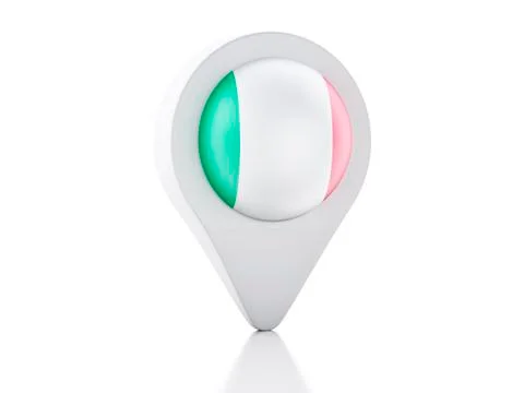 3d map pointer italy flag icon on white background Stock Illustration