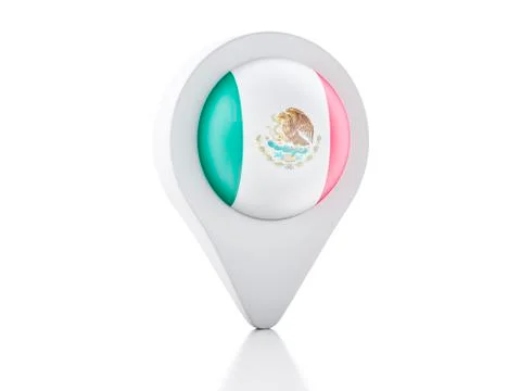 3d map pointer mexico flag icon on white background 스톡 일러스트