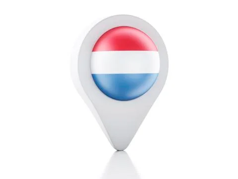 3d map pointer netherlands flag icon on white background Stock Illustration