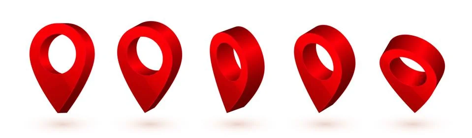 3d map pointer. Red navigator symbol isolated on white background. Vector ill Stock Illustration