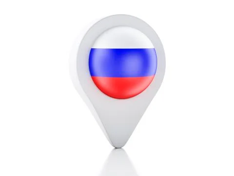 3d map pointer russia flag icon on white background Stock Illustration