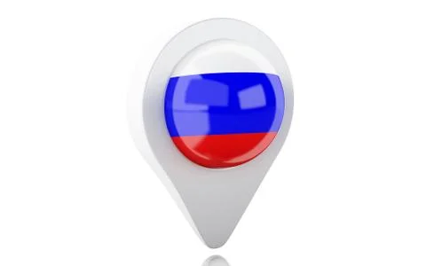 3d Map pointer russia flag Stock Illustration