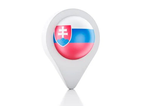 3d map pointer slovakia flag icon on white background Illustrazione stock