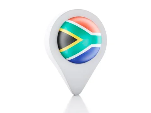 3d map pointer south africa flag icon on white background Stock Illustration