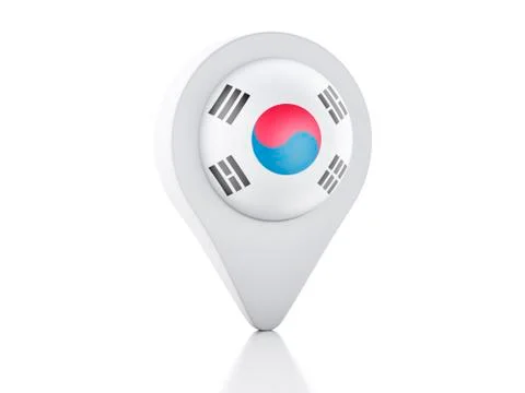 3d map pointer south korea flag icon on white background Stock Illustration