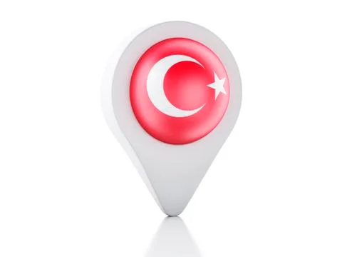3d map pointer turkey flag icon on white background Stock Illustration
