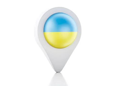 3d map pointer ukraine flag icon on white background Stock Illustration