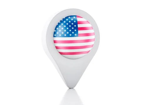 3d map pointer united states flag icon on white background Stock Illustration