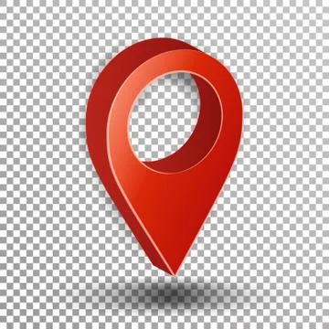 3d Map Pointer Vector. Red Navigator Symbol Isolated On Checkered Background Stock Illustration