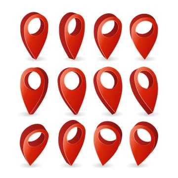 3d Map Pointer Vector. Set Red Navigator Symbol Isolated On White Background 스톡 일러스트