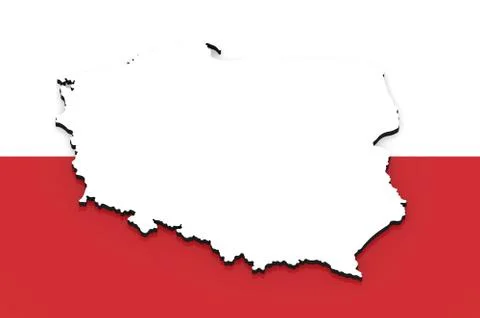 3D map of Poland on the national flag Stock Illustration