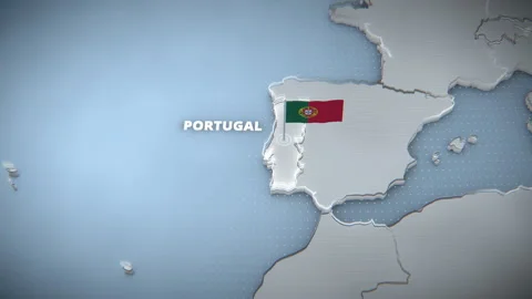 3D Map Of Portugal With Flag Pin Widescreen Broadcast Graphic 库存影片 339802471