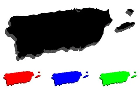 3D map of Puerto Rico Stock Illustration