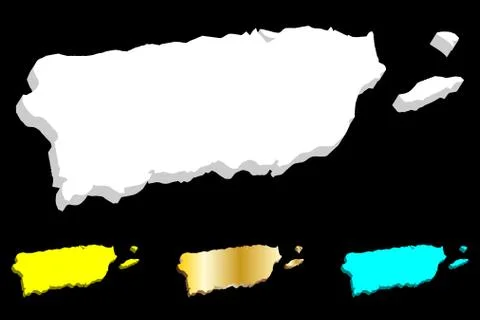 3D map of Puerto Rico Stock Illustration