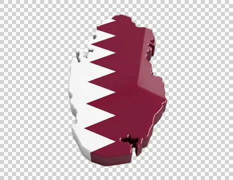 3d map of Qatar with flag overlay on transparent background Stock Illustration