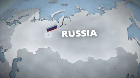 3D Map of Russia with Flag Pin and Text for Geographic Presentations Vidéo 334843139