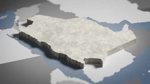 3D Map Saudi Arabia, Saudi Arabian, Saudi, Riyadh, Asia, 4K Stock Footage 336117188