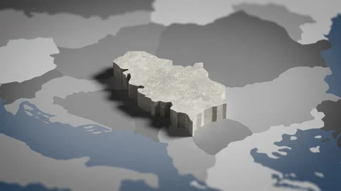 3D Map Serbia, Serb, Serbian, Belgrade, Europe,4K Stock Footage 336117495