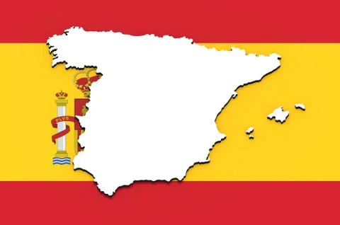 3D map of Spain on the national flag Stock Illustration