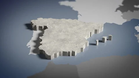 3D Map Spain, Spaniard, Madrid, Europe, 4K Vídeo Stock 336118173