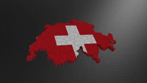3D map of Switzerland. Switzerland map 3d. Map 3D rendering. Stock Footage 229934182