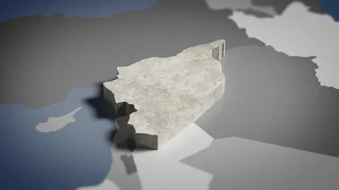 3D Map Syria, Syrian, Damascus, Asia, 4K Stock Footage 336118737