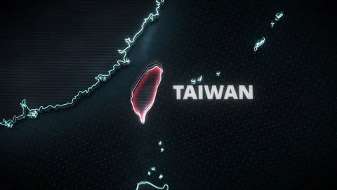 3D Map of Taiwan with Red Glowing Highlight and Tech Style Vidéo 335078525